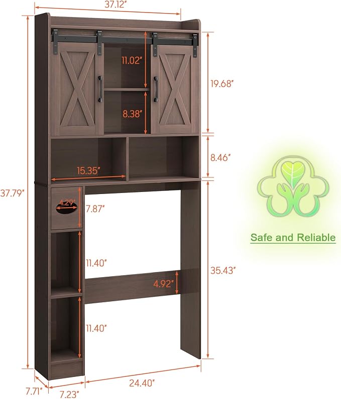 Vabches Over The Toilet Storage Cabinet, Farmhouse Storage Cabinet Over Toilet - Image 2