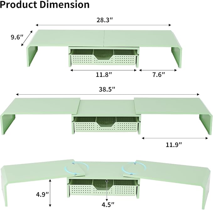 Dual Monitor Stand Riser with Drawer, Desk Organizer and Accessories, Metal - Image 7