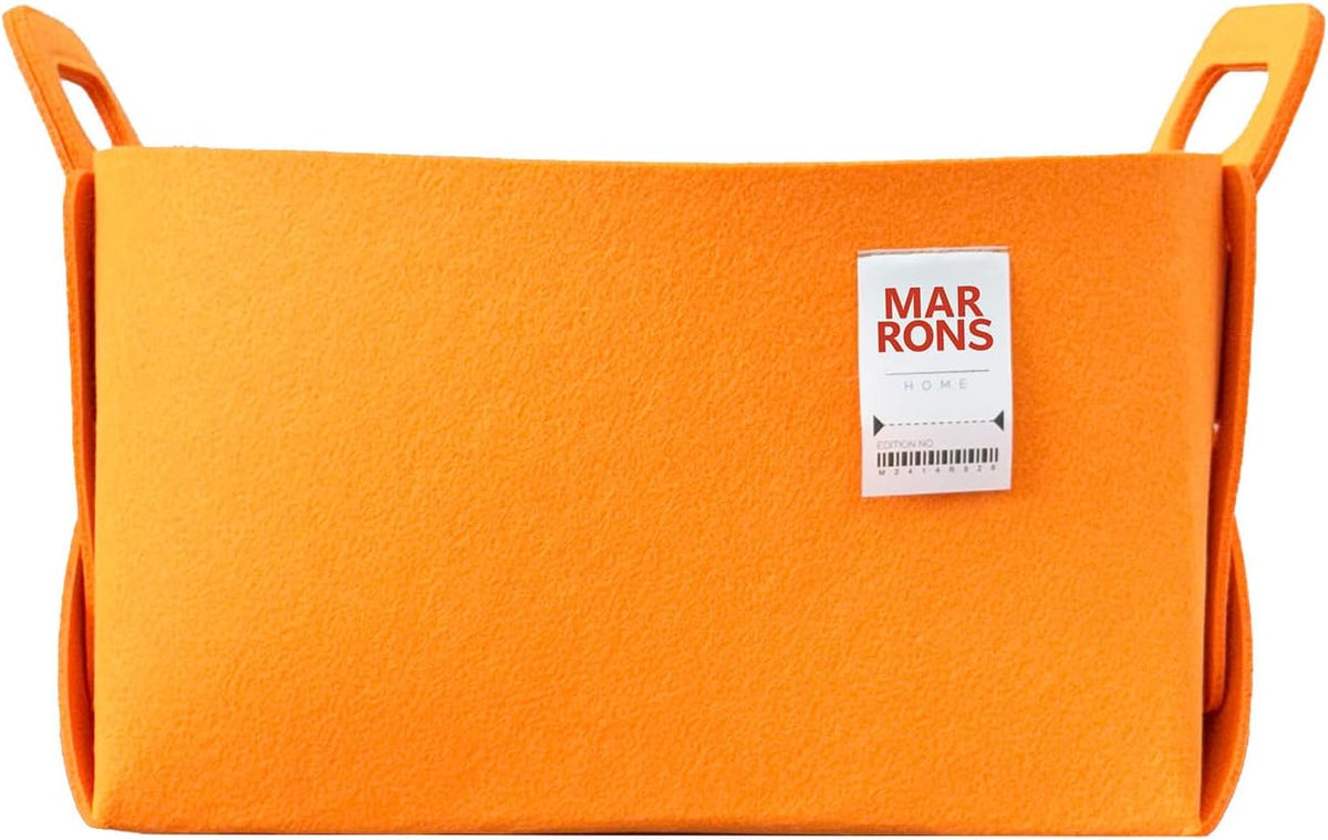 Collapsible Felt ORANGE Storage Bin Large 14.6"x9.4"x9.4" – Foldable