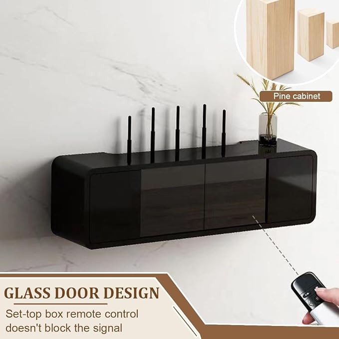 Wall Mounted WiFi Router Hidden Box Storage Cabinet, Router Shelf WiFi Box Hider - Image 6