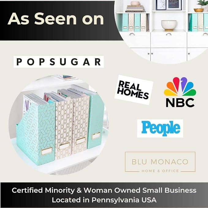 BLU MONACO | Set of 4 Foldable Pink & Aqua Magazine File Holders - Image 3