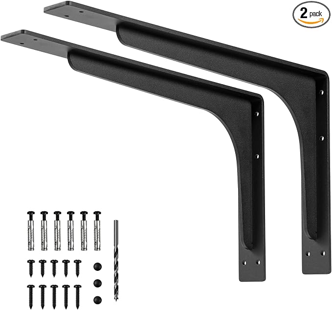 20 x 12 INCH Shelf Brackets, L Shelf Brackets, Vertical Angle, Premium Alloy by Firmetal