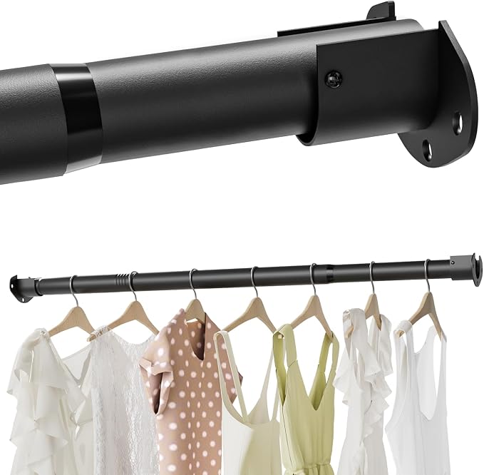 Closet Rods for Hanging Clothes, 16.5 to 74 Inches Adjustable Metal Closet Rod by MIUVIBENI