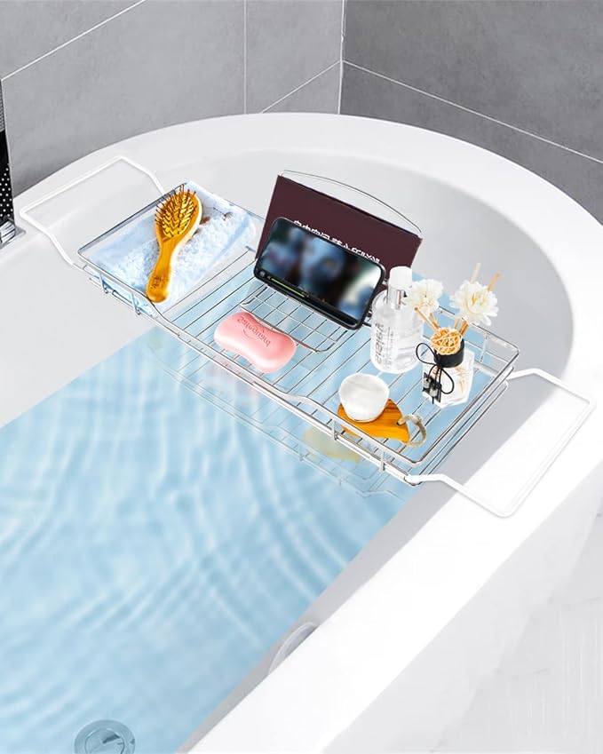 YQh Adjustable Tub Rack, 304 Stainless Steel Bathroom Tray, - Image 2