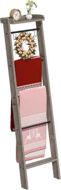 Blanket Ladder Shelf, Decorative Quilt Rack, 6-Tier Farmhouse Ladder Holder by Hzuaneri