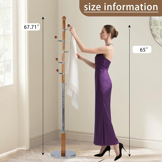 Solid Wooden Coat Rack Stand, Coat Racks Freestanding - Image 5