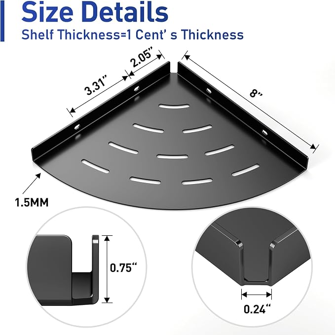 2 Pack Corner Shower Shelves Load Capacity 40 lbs 304 Stainless Steel Shower - Image 3