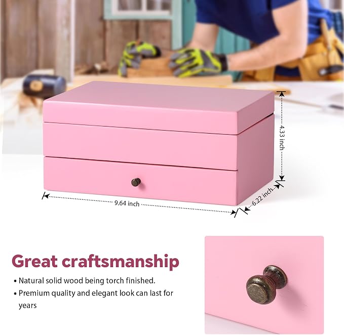 Meangood Jewelry Box Organizer for Women, 2 Layer Large Jewelry Storage Case - Image 3
