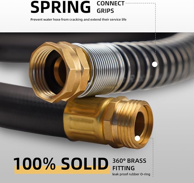 WiseFlow Garden Hose 100FT x 3/4", Heavy Duty Rubber Hose, Water Hose - Image 2