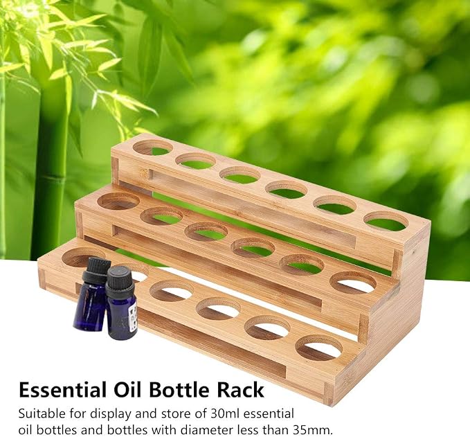 3 Tier Essential Oil Holder Stand, 1.4in Hole Diameter Wood Cosmetic Storage - Image 2