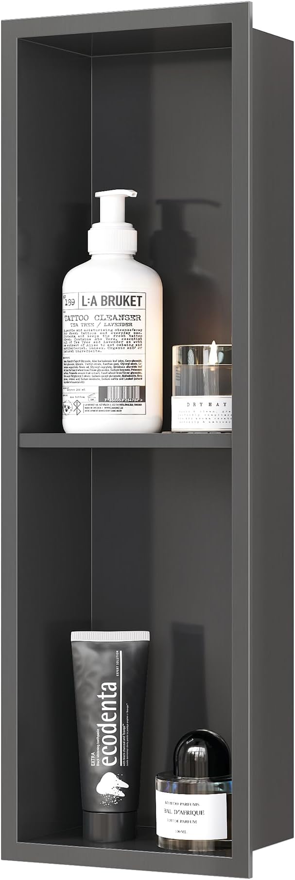 Stainless Steel Shower Niche 24" X 8", No Tile Needed Wall Niche Double Shelves - Image 3