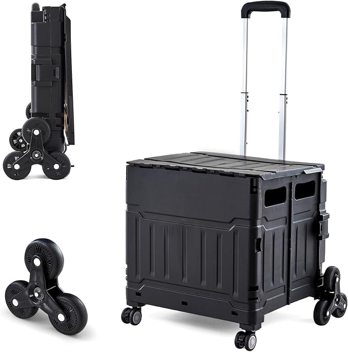 Utility Cart Teacher Cart with Stair Climbing Wheels Foldable Shopping Cart by Unknown