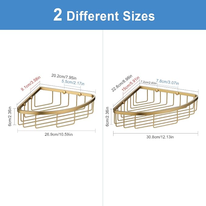 [2 Pack Bathroom Corner Shower Caddy Shelf Organizer, SUS304 Stainless Steel - Image 3