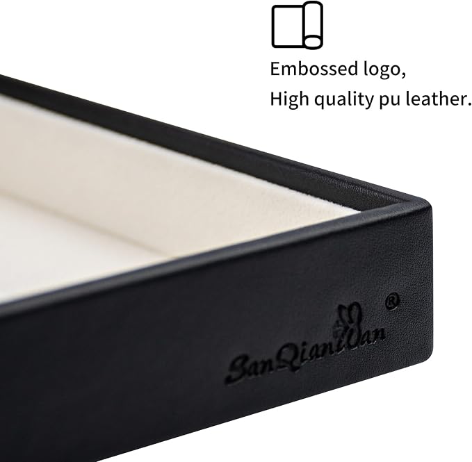 SANQIANWAN Leather Jewelry Organizer Trays Velvet Liner Storage Drawer Display - Image 4