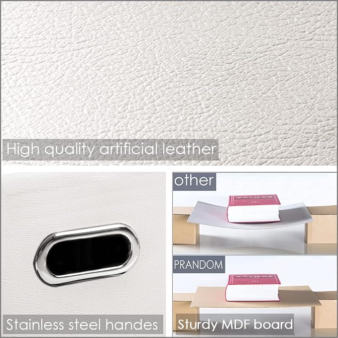 PRANDOM Leather Foldable Cube Storage Bins 13x13 inch Fabric Storage Baskets - Image 4