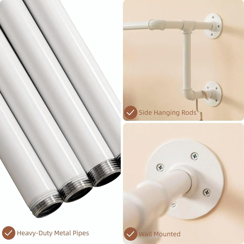 Industrial Pipe Clothing Rack, Hanging Clothes Rod, Wall Garment Rack