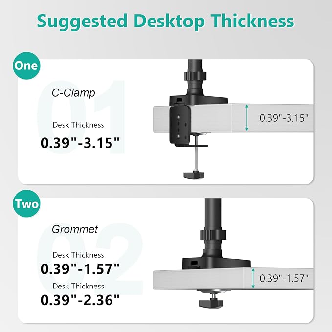 WALI Triple Monitor Mount, 3 Monitor Desk Mount - Image 5
