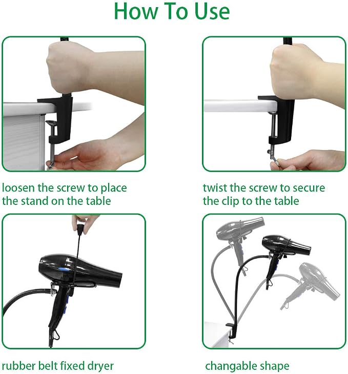 LUEXBOX Hands Free Blow Dryer Holder, Stainless Steel Hair Dryer Stand Clamp - Image 4