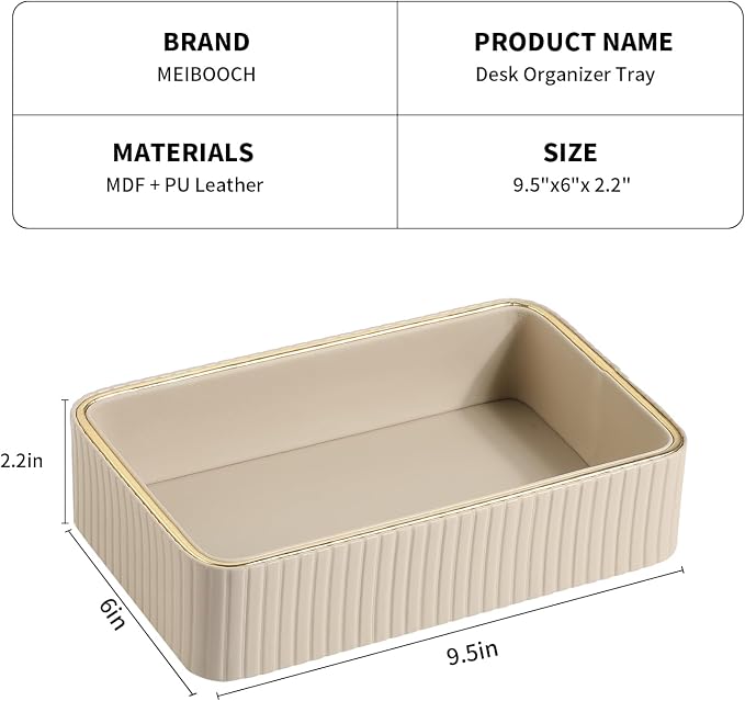 Desk Organizer Tray, PU Leather Valet Tray Nightstand Organizer Cologne Perfume - Image 5