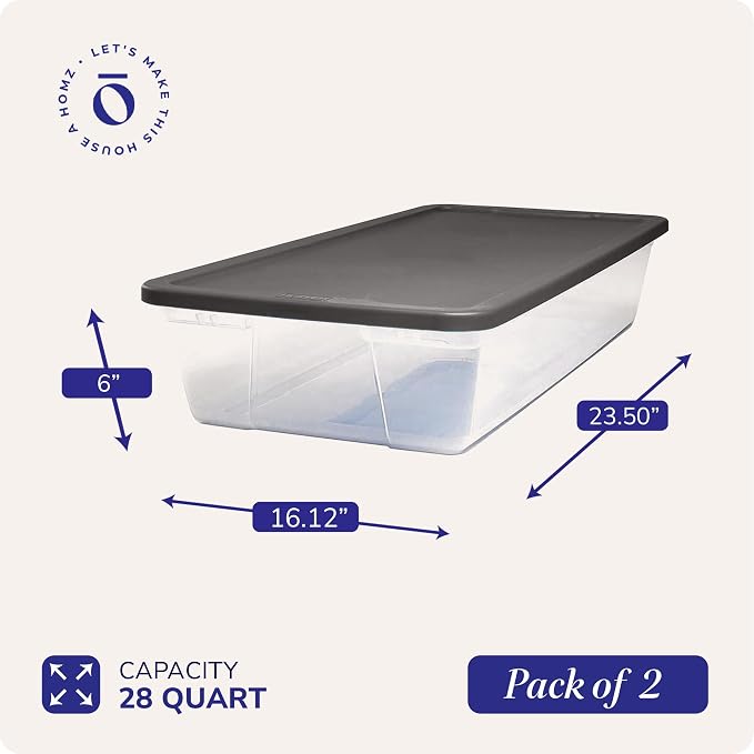 HOMZ 2-Pack Snaplock, Small Clear Plastic Storage Organizer Bins w/ Lids - Image 7