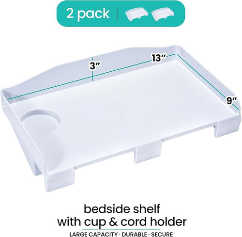 2 Count Bedside Organizer for Bed – Clip On Tray - Image 2