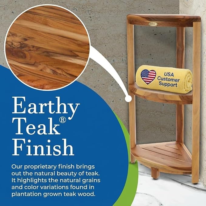 EcoDecors 3-Tier Shelf Waterproof Teak Wood Shower Shelf - Image 8