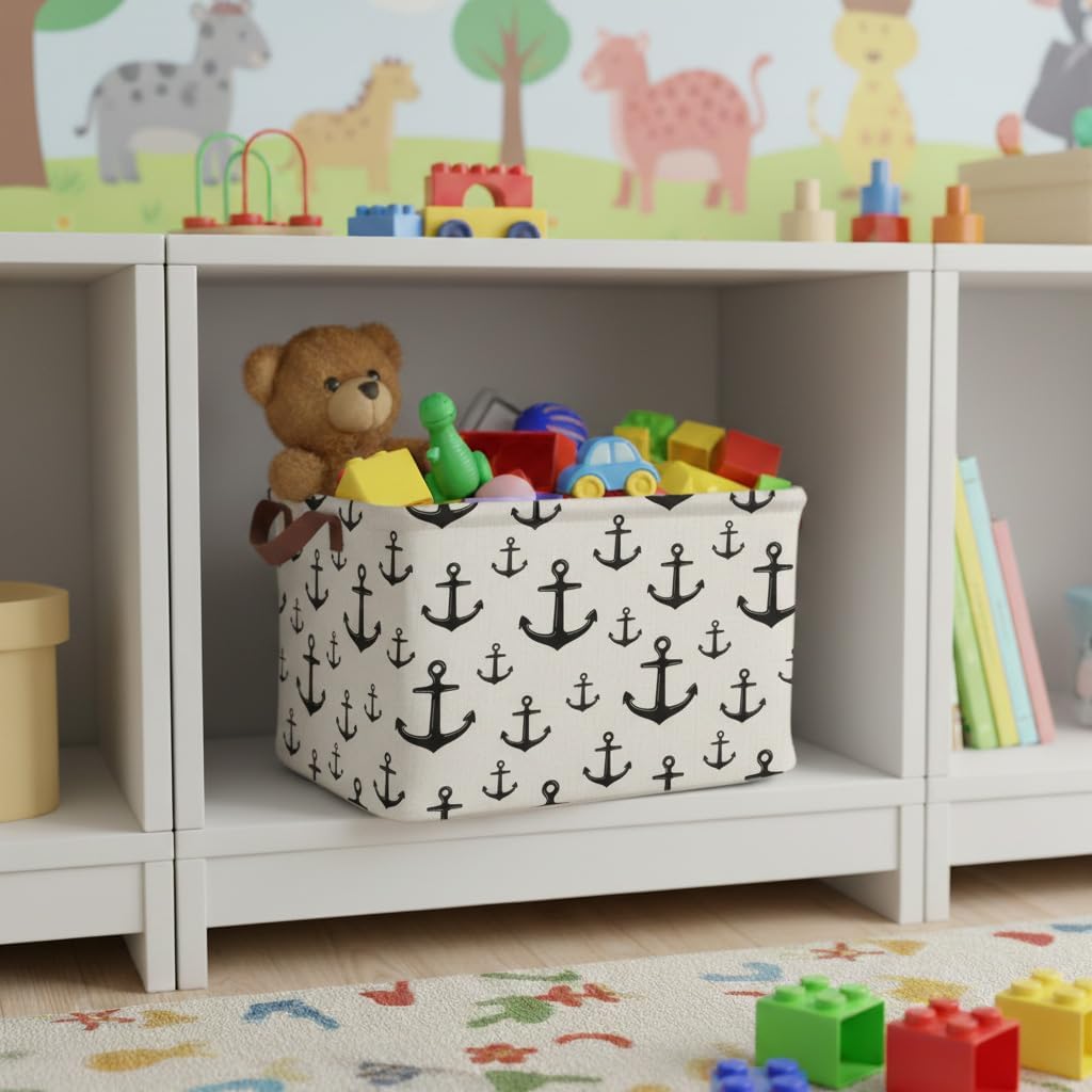 Anchor Storage Basket Waterproof Canvas Toy Storage Bin Home Anchor
