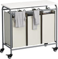 LINZINAR 3 Bag Laundry Basket Sorter Heavy Duty Rolling Lockable Wheels Laundry by LINZINAR