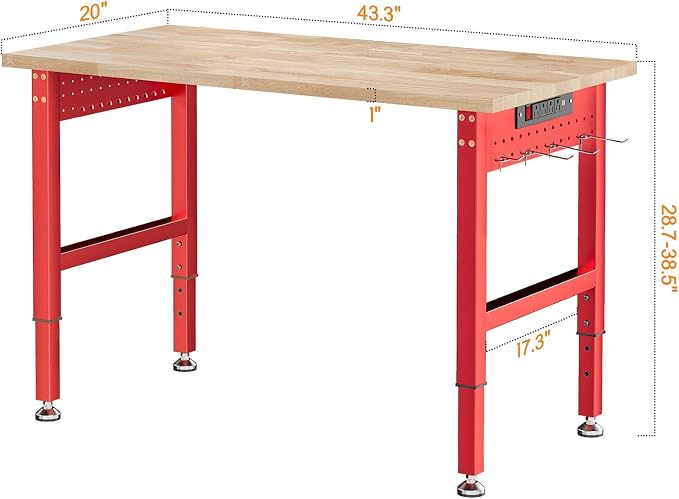 SPECRAFT Red Adjustable Heavy Duty Workbench - Image 7