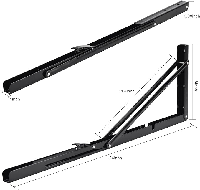 YUMORE Folding Shelf Brackets, 24 Inch Heavy Duty L Bracket, Max Load: 330lb - Image 2
