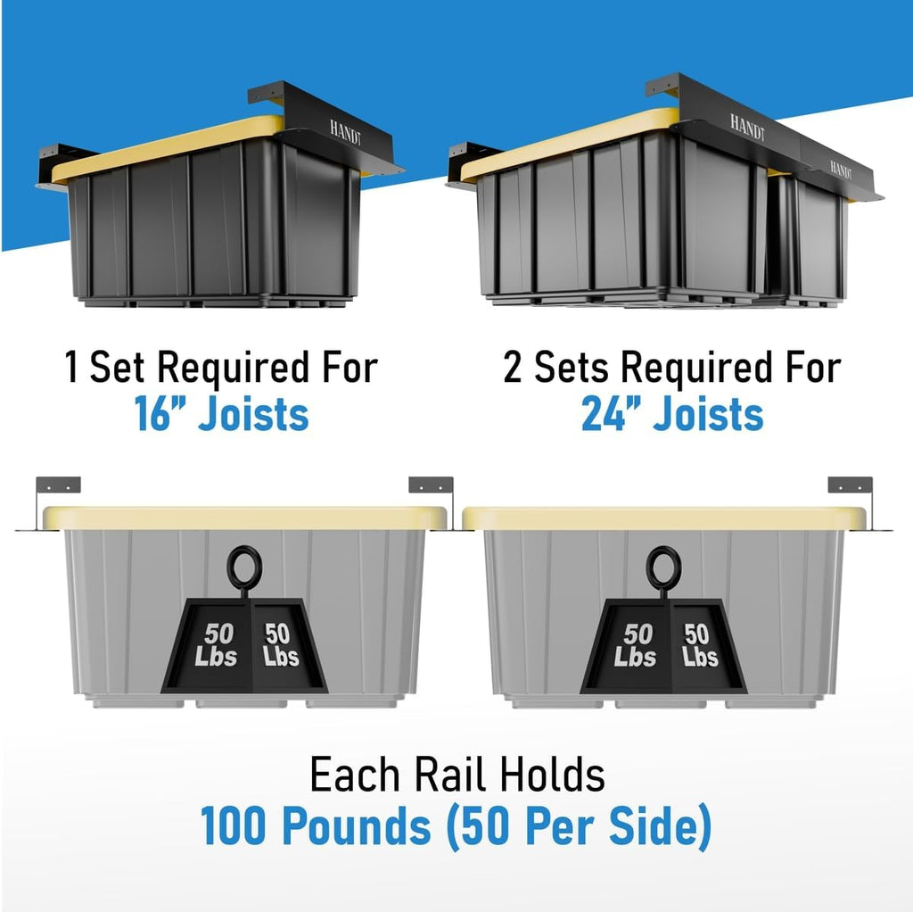 USA Based Overhead Garage Storage Rack, Connectable Heavy Duty Metal