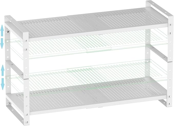 Expandable Shoe Rack Stackable Metal Pantry Storage Shelves Stand Adjustable by Goodqualityproducts