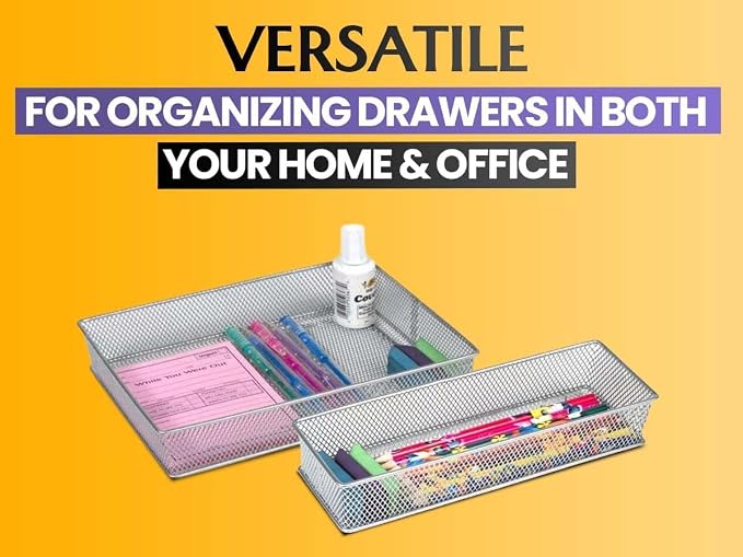 YBM HOME Silver Mesh Drawer Cabinet and or Shelf Organizer Bins, School Supply - Image 6