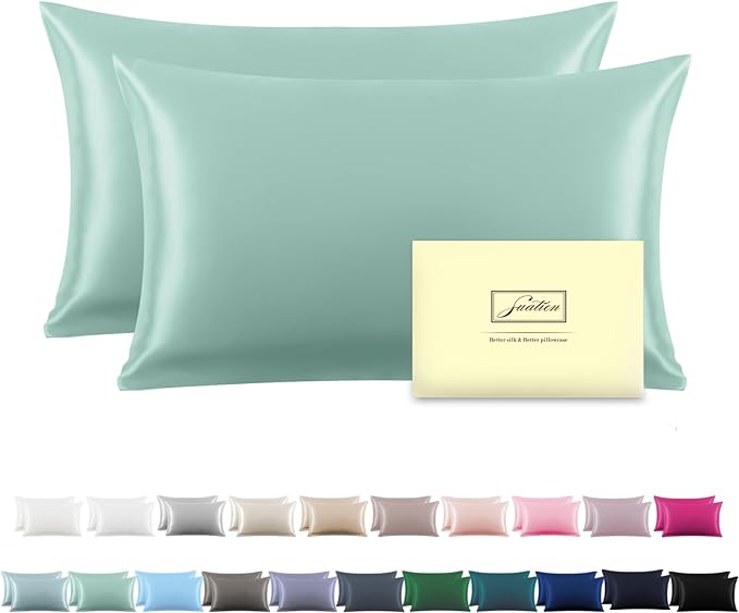 Silk Pillowcase for Hair and Skin, Breathable and Sliky Silk Pillowcases King by Suatien