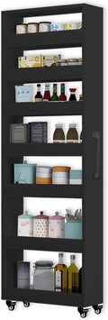 7-Tier Slim Storage Cart, Wooden Rolling Pantry Cabinet by Mingruiyu