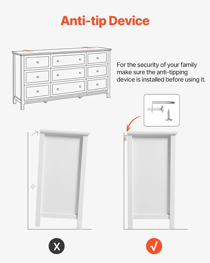 VEVOR 9 Drawer Dresser, Wooden Chest of Drawers - Image 7