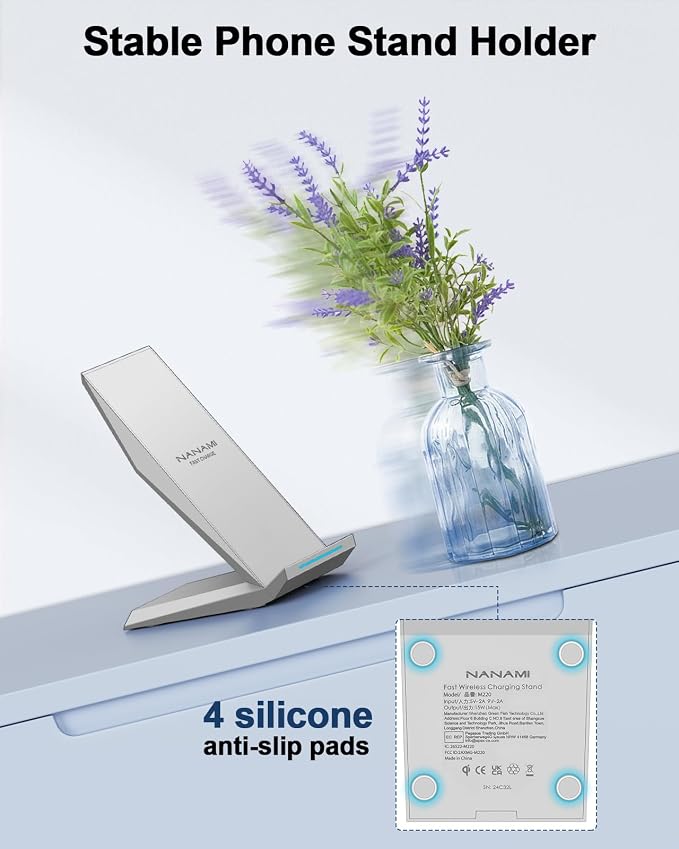NANAMI Fast Wireless Charger, Qi Certified Charging Stand 7.5W Compatible - Image 5