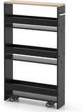 MAT EXPERT Slim Rolling Storage Cart, 4-Tier Freestanding Slim Storage Cart by MATEXPERT