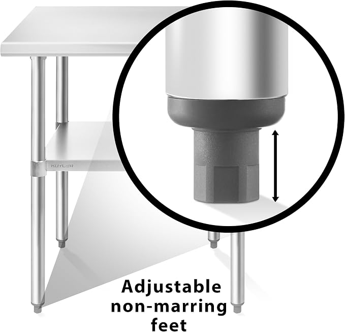 KUTLER Stainless Steel Table 30 x 48 Inches, NSF Heavy Duty Commercial Kitchen - Image 6