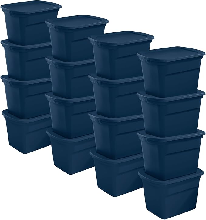 Sterilite 16-Pack Plastic Storage Bins, 18 Gallon Tote Containers by Sterilite