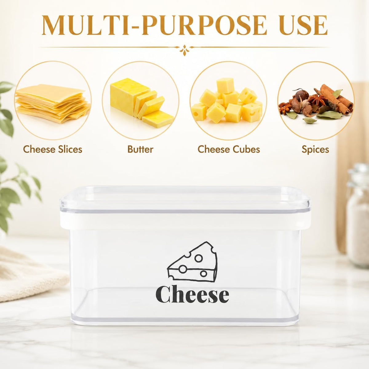 Cheese Container for Refrigerator Airtight Creamer Container with Lid