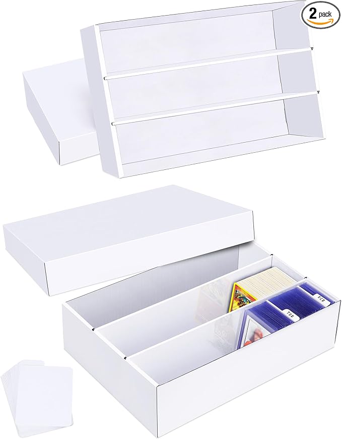 Trading Card Storage Box 2 Pack–2400 Count Cardboard Organizer by Leyzan