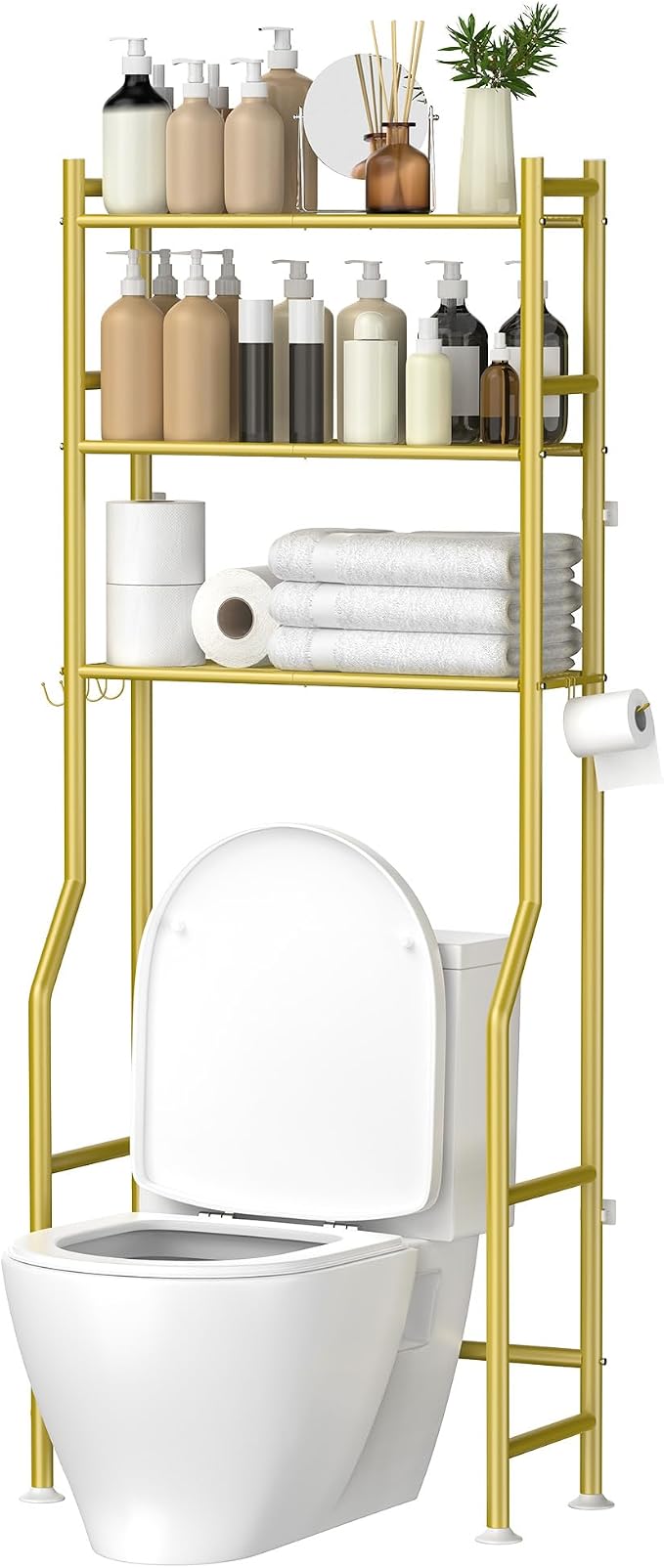 3-Tier Over The Toilet Storage, Space Saver Metal Bathroom Shelves, by QualityHomewareTimlessComfort