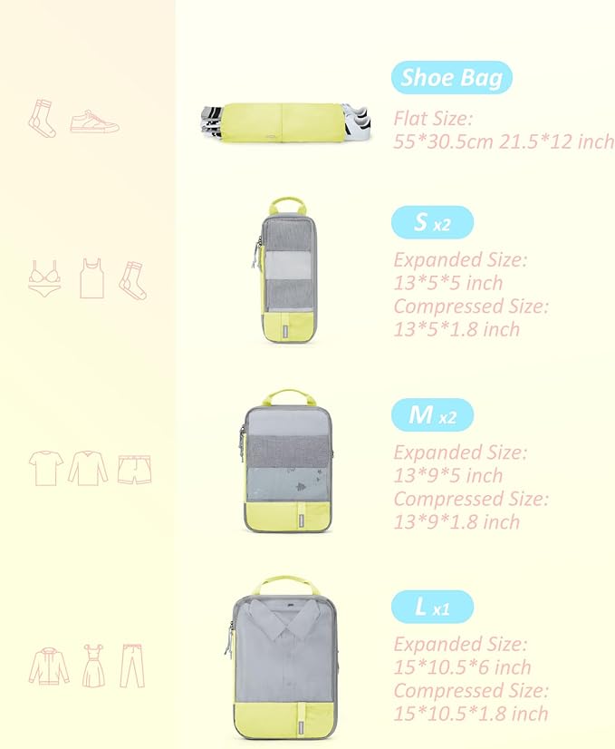 BAGSMART 6 Set /4 Set/2 Set Compression Packing Cubes - Image 2