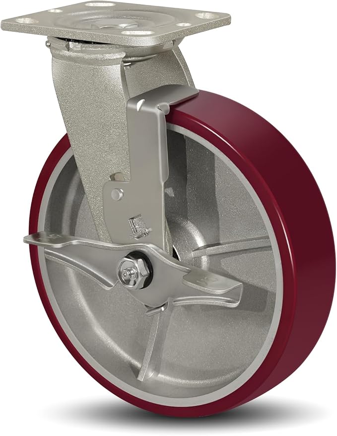 SY America 8" X 2" Casters Wheels, Heavy Duty Industrial Casters，Polyurethane by SYAmericaIndustrialCasters