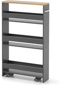 MAT EXPERT Slim Rolling Storage Cart, 4-Tier Freestanding Slim Storage Cart by MATEXPERT