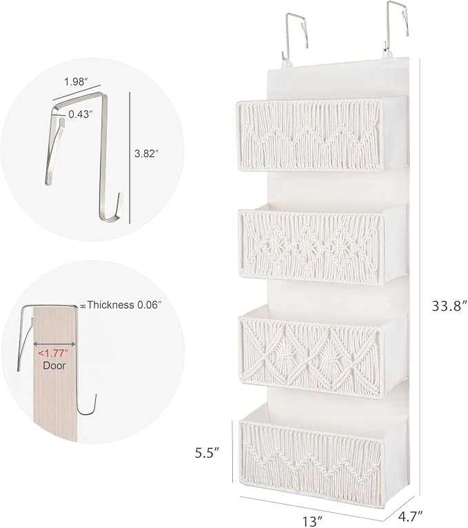 Dahey Over The Door Organizer Macrame Boho Nursery Storage Decor - Image 2