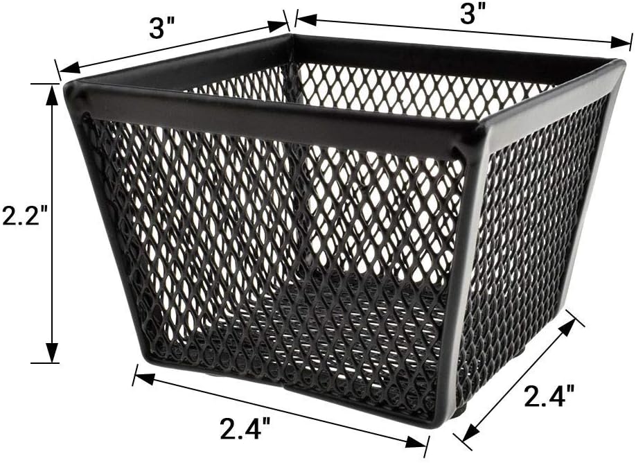 HAHIYO Stackable Paper Clip Mesh Holder cup 2.2" Height 2 Pack Black