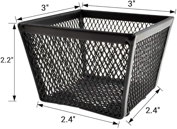 HAHIYO Stackable Paper Clip Mesh Holder cup 2.2" Height 2 Pack Black Sturdy - Image 2