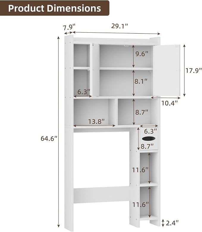 Shintenchi Over The Toilet Storage Cabinet, Bathroom Storage Cabient - Image 2